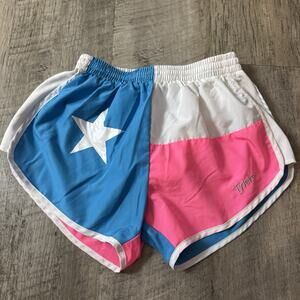 Tyler’s Texas Flag Running Shorts Adult Medium Pink White Blue Athletic